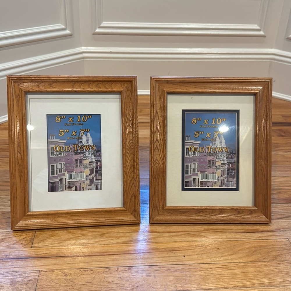 Set of  2  Solid Hardwood Picture Frames Old Town Collection 8 x 10  or 5 x 7